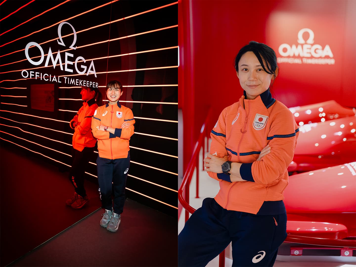 オメガ スポーツアンバサダー 坂本花織選手、髙木美帆選手 世界の舞台を終え、“オメガ パビリオン”を訪問