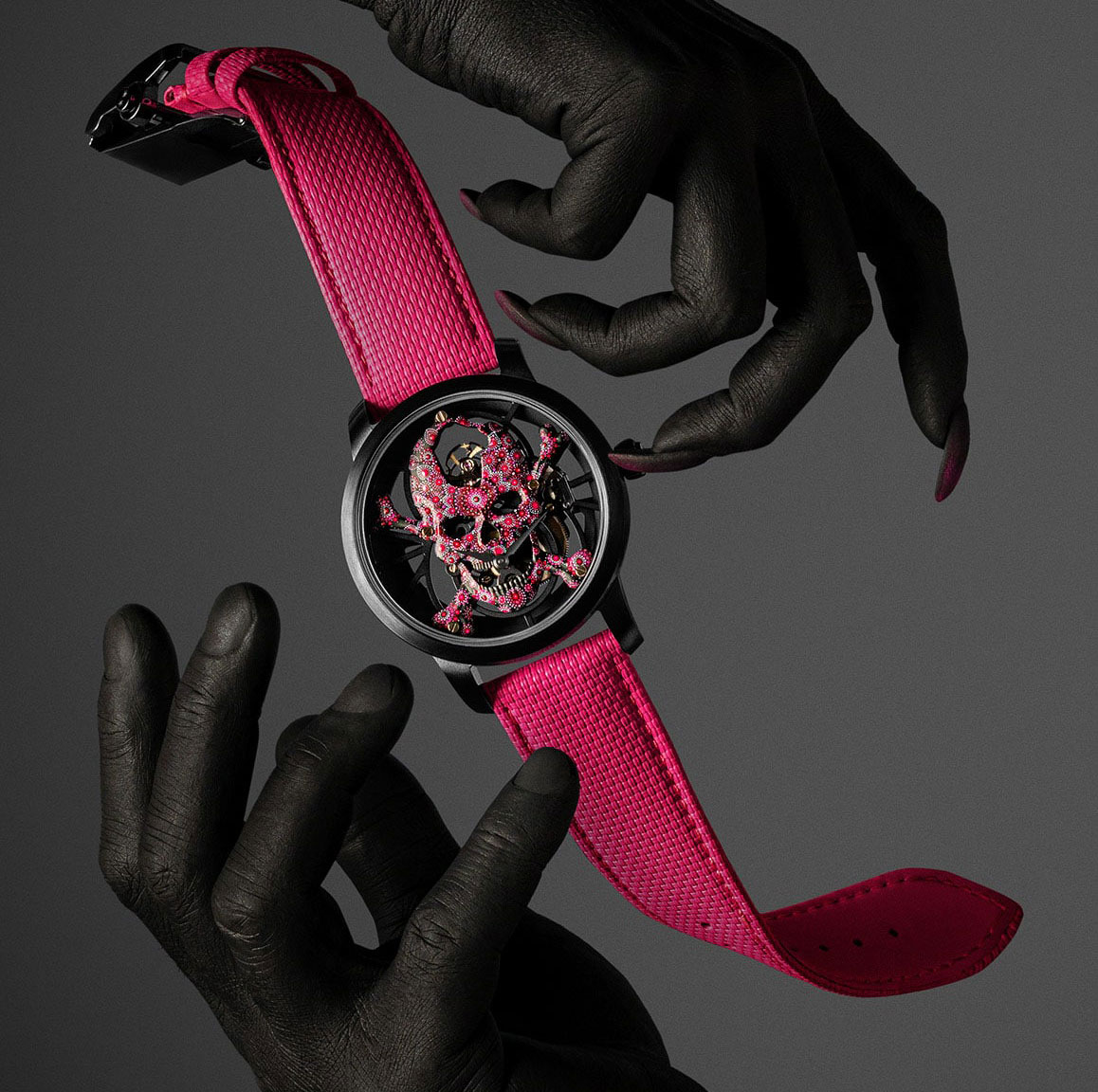 トゥールビヨン スケルトン セラミック スカル ピンク ポワインタリズム （TOURBILLON SKELET CERAMIC - SKULL PINK POINTILLISM）